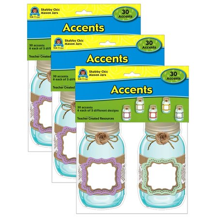 Teacher Created Resources Shabby Chic Mason Jars Accents, 30 Pieces, PK3 TCR77191